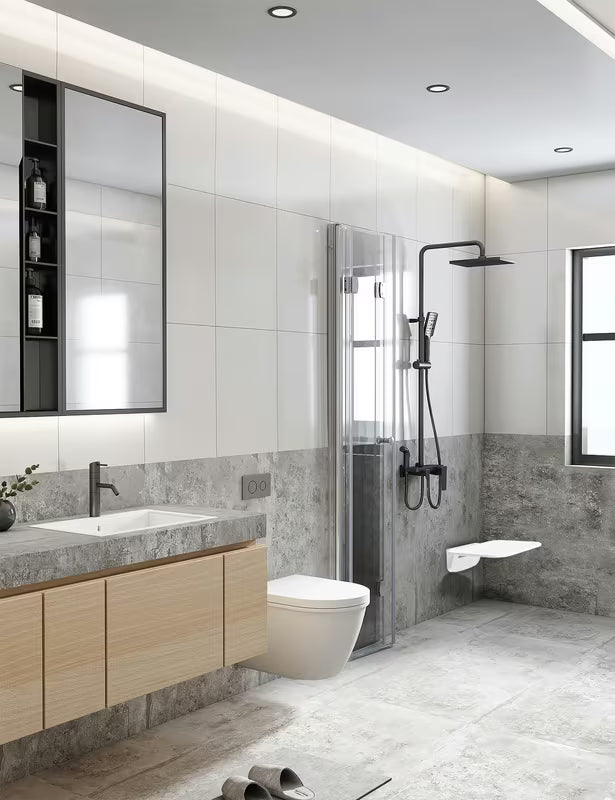 Bijelo zložljivo sedež za tuš SAT s plastičnom sjedećom površinom pro za udobno sjedenje pod tušem