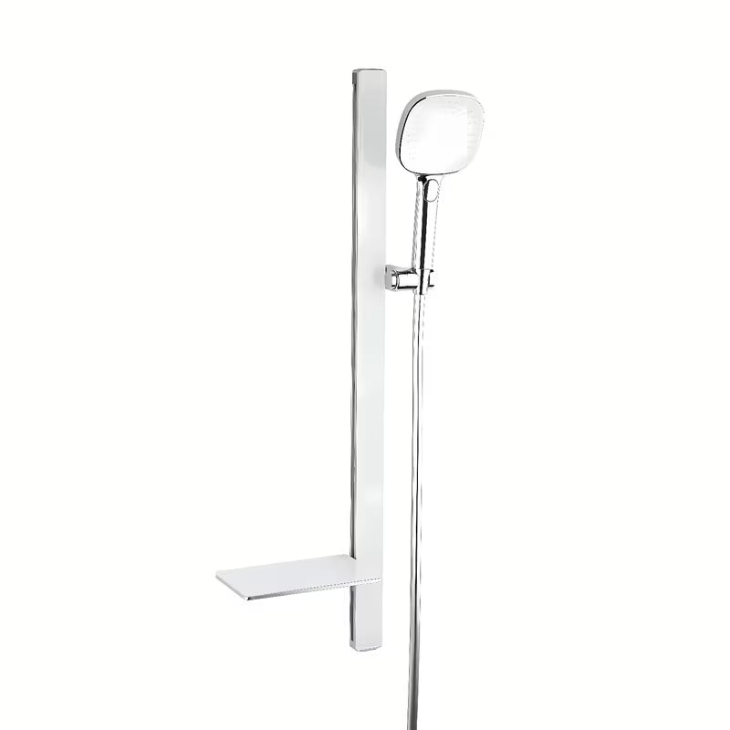 Tuš set SAT u bijelo-krom izvedbi s polico, tuš šipkom i ručnim tušem s 3 mlaza