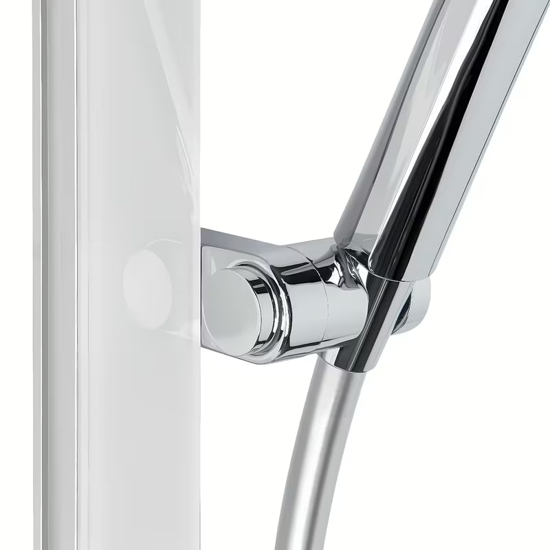 Tuš set SAT u bijelo-krom izvedbi s polico, tuš šipkom i ručnim tušem s 3 mlaza