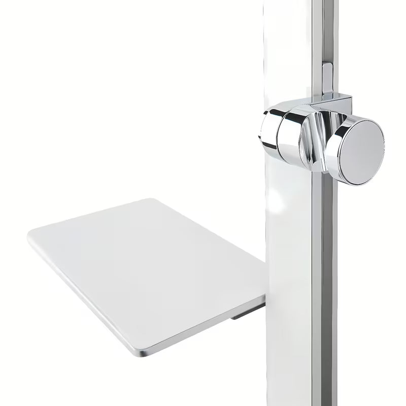 Tuš set SAT u bijelo-krom izvedbi s polico, tuš šipkom i ručnim tušem s 3 mlaza