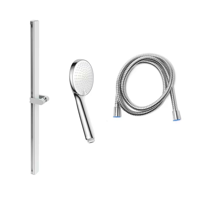 Kromirani tuš set SAT s ručnim tušem s tri funkcije, kliznim držačem i staklenom policom.