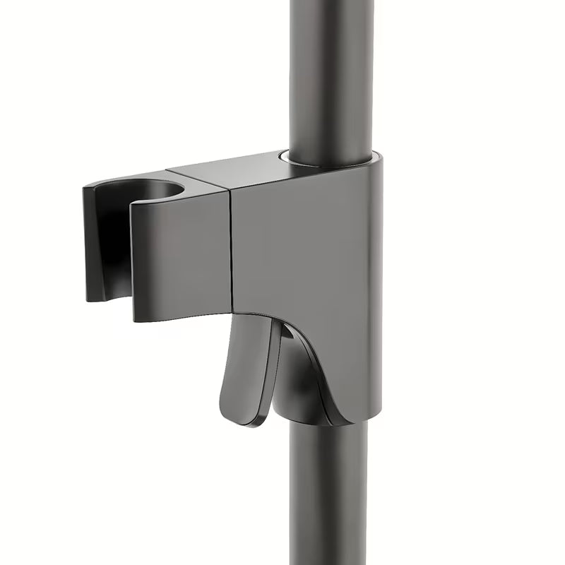 Crni tušni sistem SAT s termostatsko armaturo sa sigurnosnim graničnikom na 38 °C.