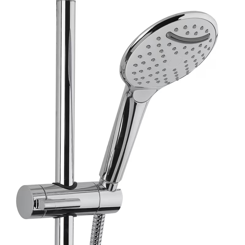 Tušni sistem SAT Chrome s termostatsko armaturo, nadglavnim i ručnim tušem te staklenom policom u krom/bijeloj izvedbi.