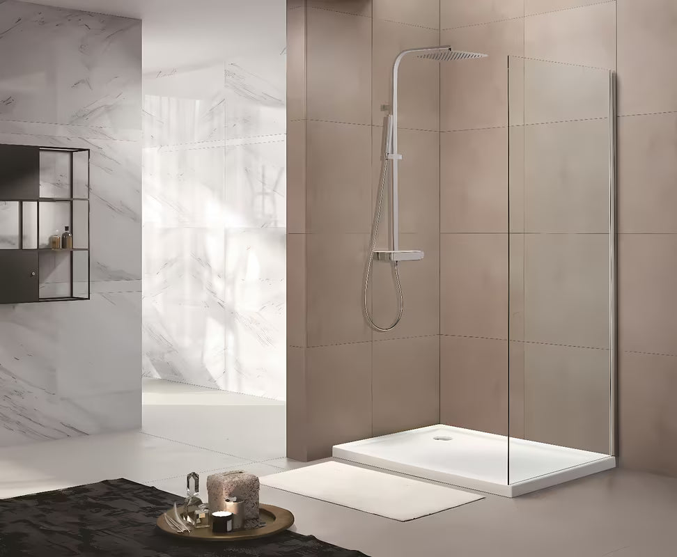 Bočna stena za tuš vrata SAT T-Linea od prozirnog stakla sa sjajnim kromiranim profilom, 90x200 cm.