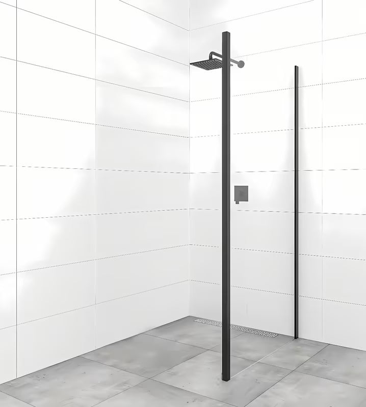 SAT Tex BB bočna stena za tuš vrata 100 cm u crnoj izvedbi s prozirnim staklom