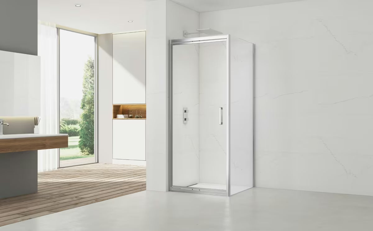 Pravokotna tuš kabina SAT Tex-C 90x80 cm s kliznim vratima, prozirnim staklom i kromiranim okvirom