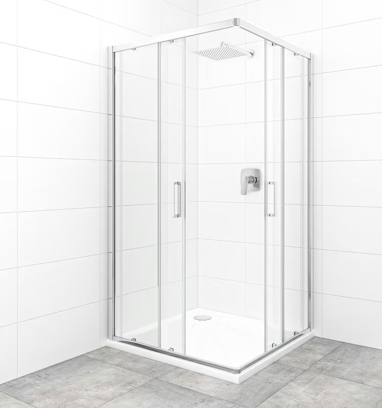 Kvadratna tuš kabina SAT Tex 100x100 cm s prozirnim staklom i profilima u sjajnom kromu