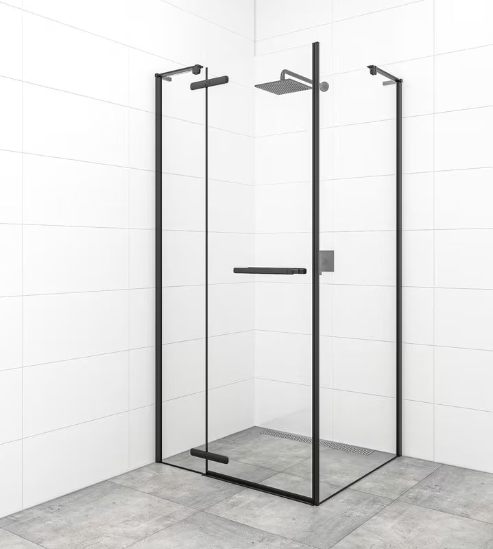 Tečajna tuš vrata SAT Tgd New 100 cm v mat črni barvi s prozornim steklom in premazom Easyclean.