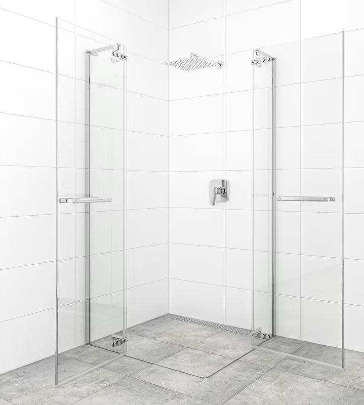 Tuš vrata na tečajih SAT TGD New 120 cm v krom izvedbi s prozornim steklom in premazom Easyclean
