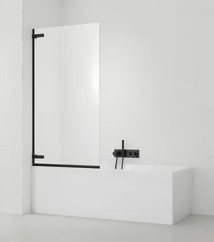 Krilo za tuš kabino stena za kopalno kad SAT Tgd New 150x80 cm s prozornim steklom in črnim mat profilom