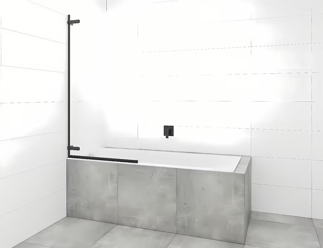 Krilo za tuš kabino stena za kopalno kad SAT Tgd New 150x80 cm s prozornim steklom in črnim mat profilom