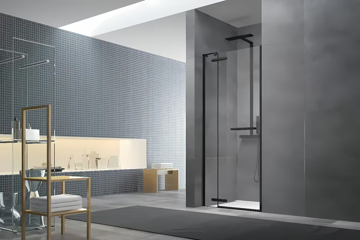 Tuš vrata SAT Tgd New za nišu 90 cm u mat crnoj boji s prozirnim staklom