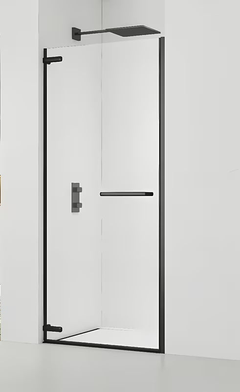 Bezokvirni tuš vrata SAT TGD New 80 cm u mat crnoj boji s prozirnim staklom i Easyclean obradom.