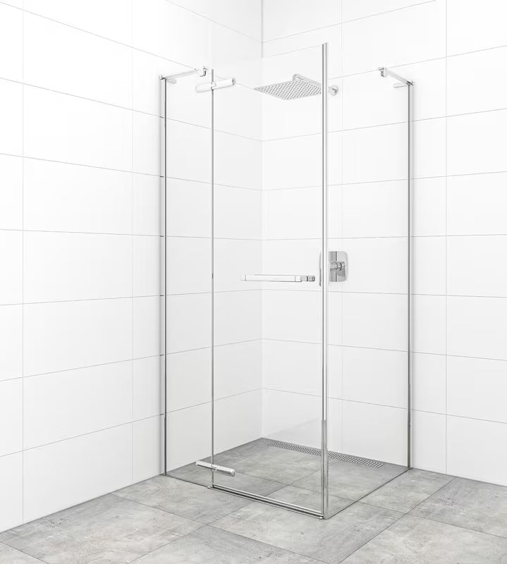 Tuš vrata s pantima SAT TGD New 120 cm u krom izvedbi s prozirnim staklom i EasyClean premazom