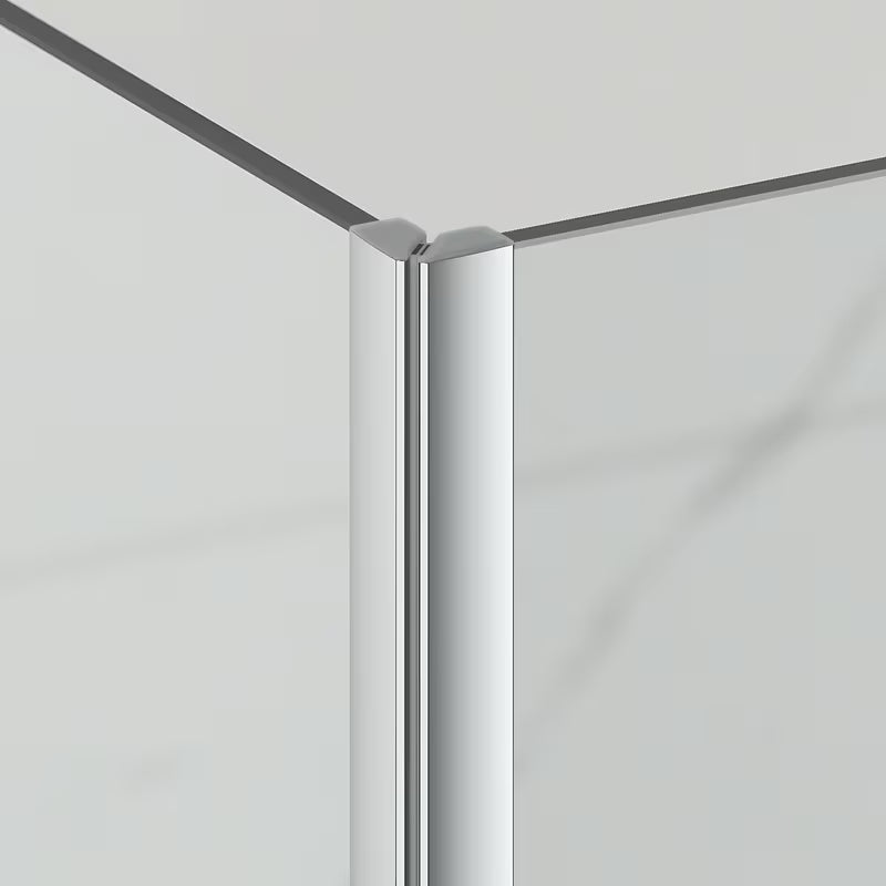 Kvadratna tuš kabina SAT Tgd New 100x100 cm u sjajnom kromu s prozirnim staklom i bezokvirnom konstrukcijom.