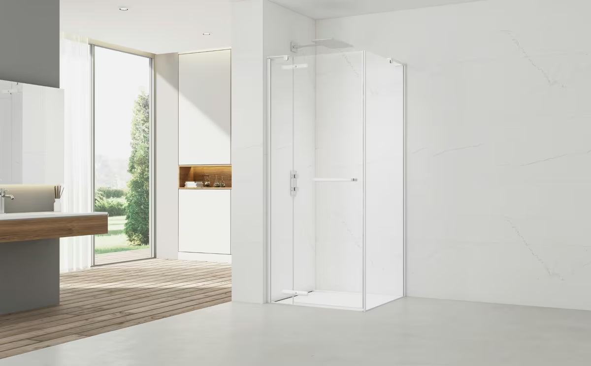 Pravokotna tuš kabina SAT TGD New 100x90 cm u mat bijeloj boji s prozirnim staklom