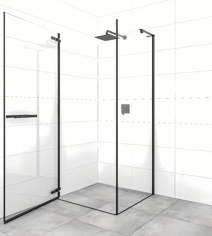 Pravokotna tuš kabina SAT Tgd New 100x80 cm s mat crnim elementima i prozirnim staklom.