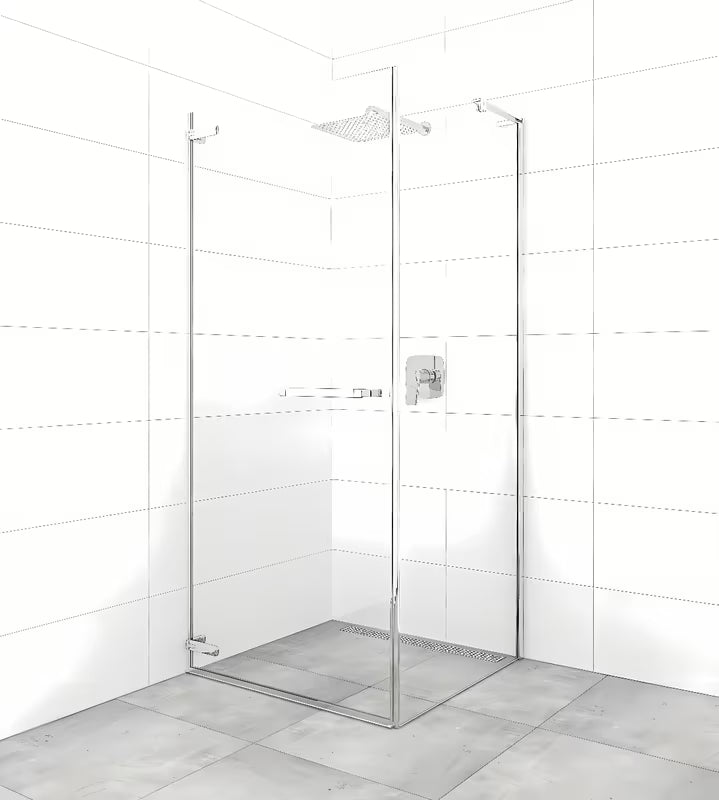 Pravokotna tuš kabina SAT TGD New 100x90 cm u sjajnom kromu s prozirnim staklom i bezokvirnom izvedbom.