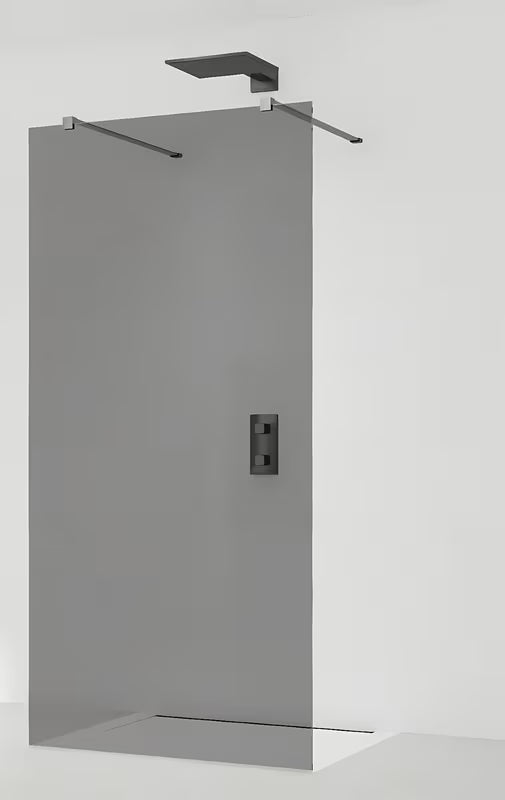 SAT Walk-in tuš stena Walk-In 100 cm v črni izvedbi z varnostnim steklom in premazom EasyClean.