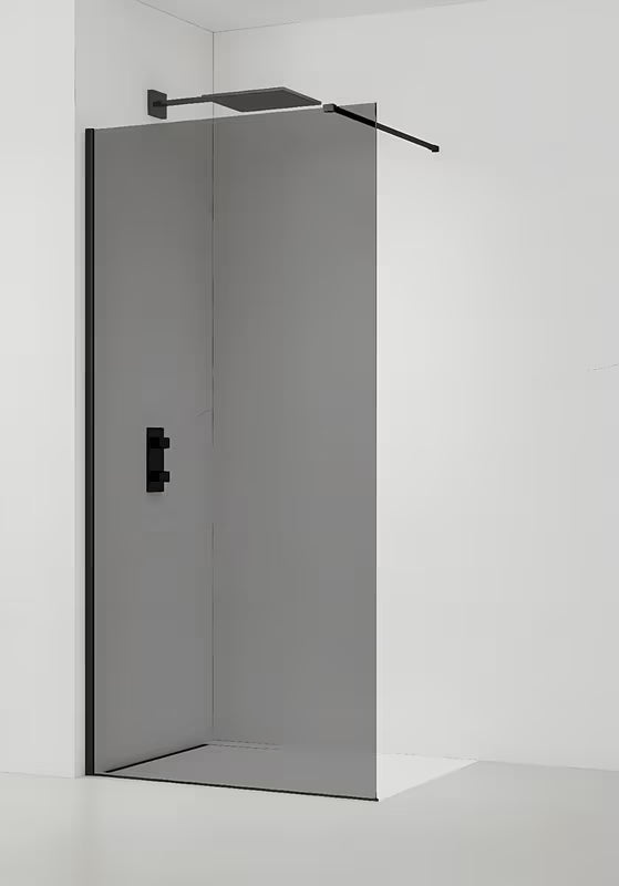 SAT Walk-in tuš stena Walk-In 120 cm v črni barvi z neprosojnim dimljenim steklom