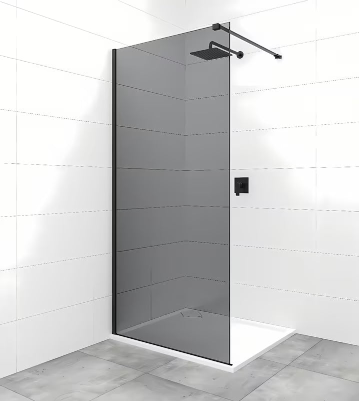 SAT Walk-in tuš stena Walk-In 120 cm v črni barvi z neprosojnim dimljenim steklom