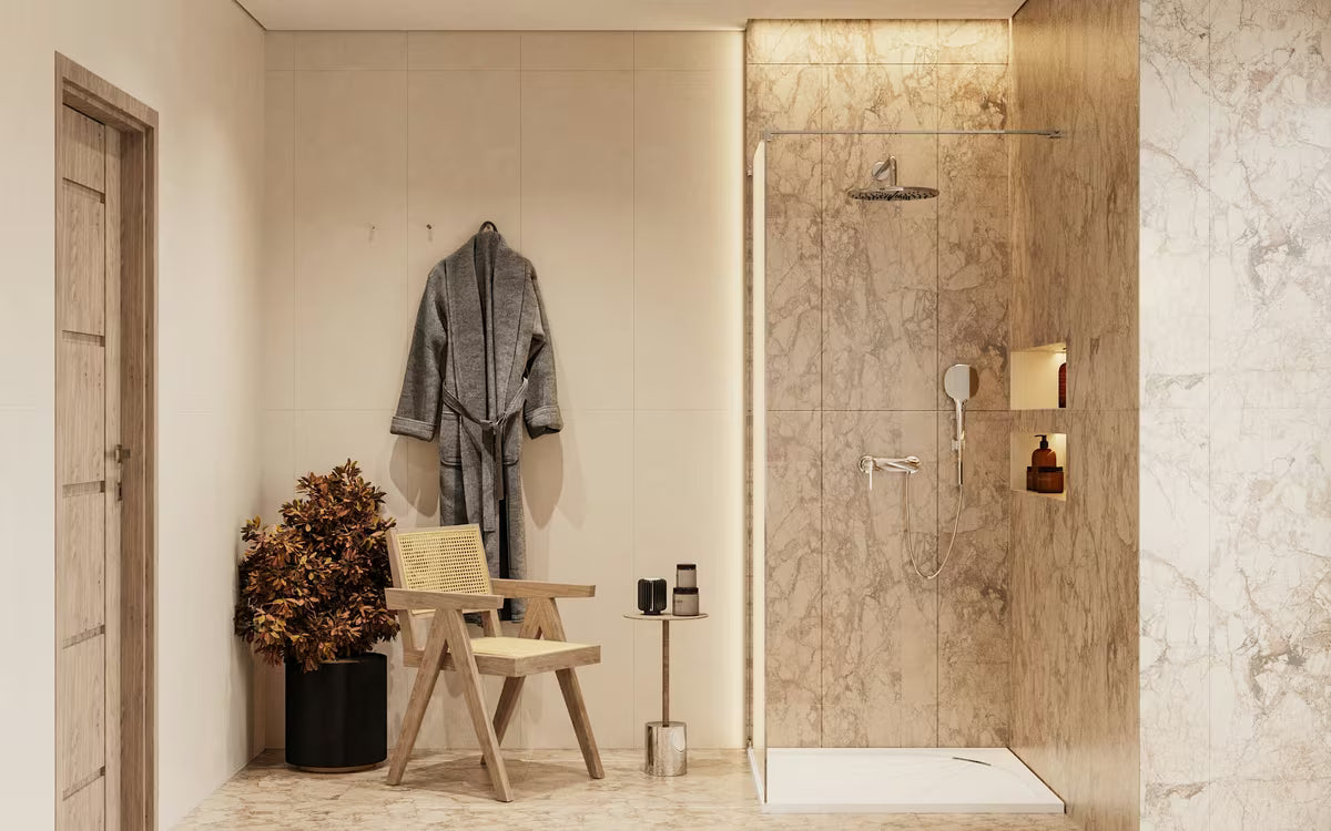 SAT Walk-in tuš stena Walk-In 140 cm iz prozornega varnostnega stekla s kromirano oporno palico