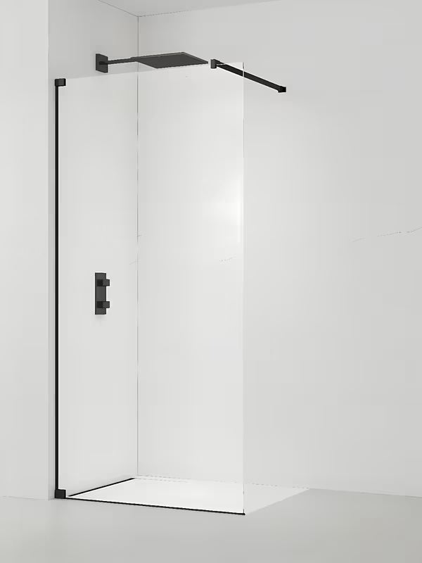Tuš stena walk-in SAT Walk-in 70 cm s prozornim steklom in profili v mat črni barvi