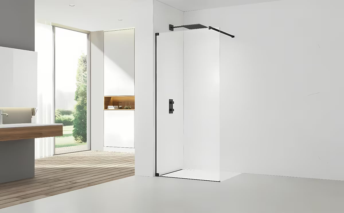 Tuš stena walk-in SAT Walk-in 70 cm s prozornim steklom in profili v mat črni barvi