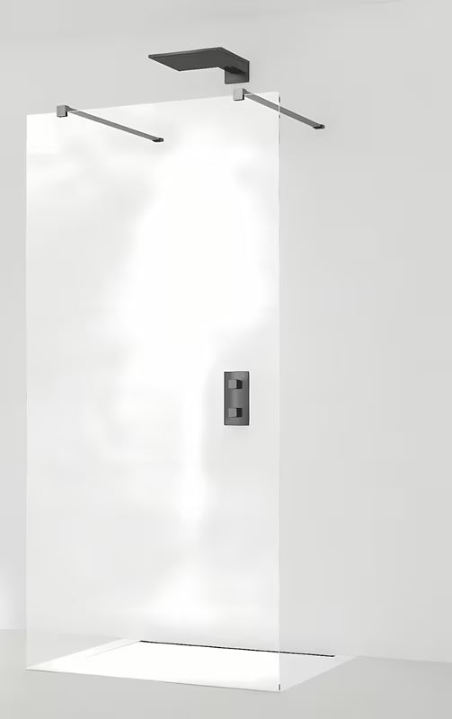 SAT Walk-in tuš stena Walk-In 80 cm v črni izvedbi s prozornim varnostnim steklom in zaščito EasyClean.