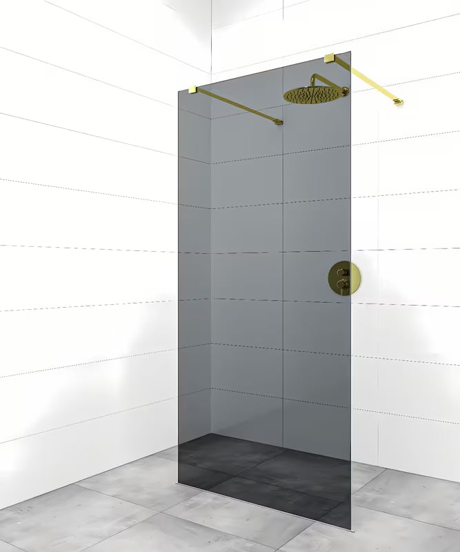 Tuš stena Walk-In SAT Walk-in 90 cm z zlatim profilom in dimljenim steklom