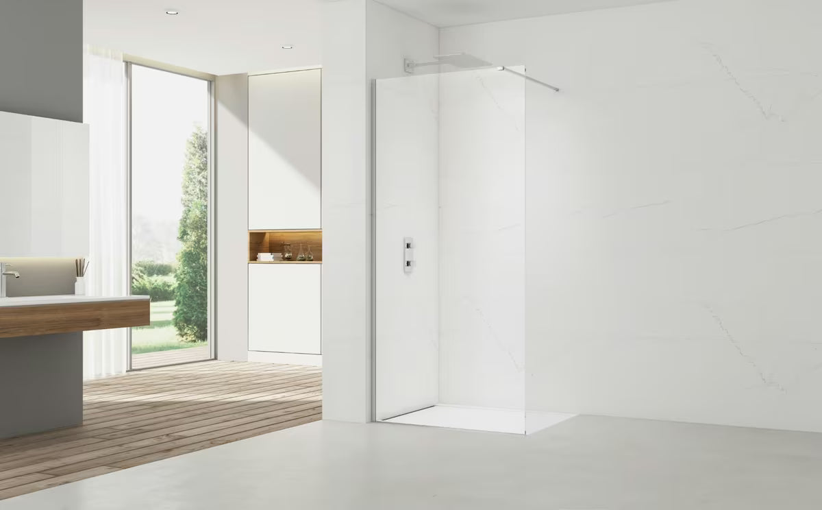 SAT Walk-in tuš stena Walk-In 90 cm v krom izvedbi s prozornim varnostnim steklom