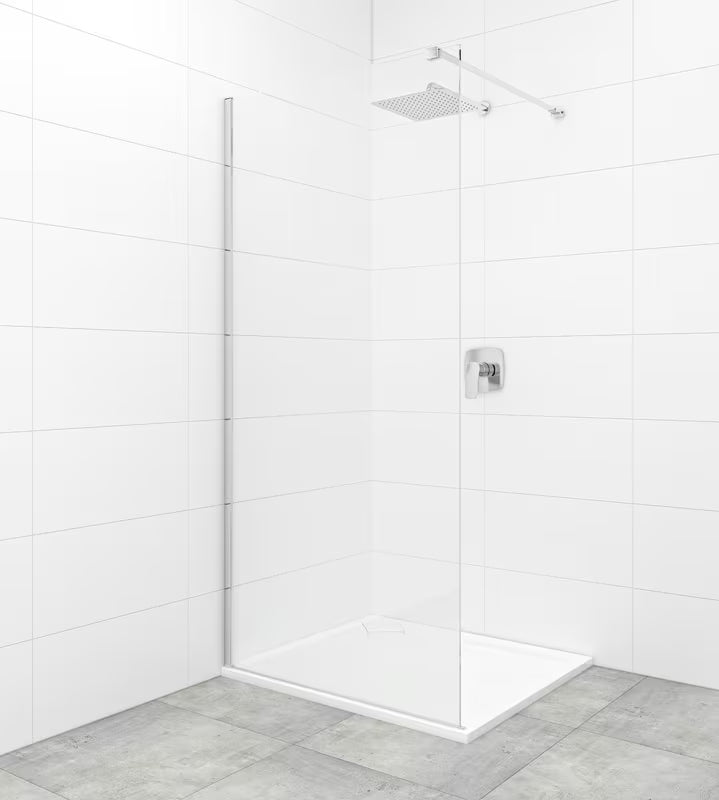 SAT Walk-in tuš stena Walk-In 90 cm v krom izvedbi s prozornim varnostnim steklom