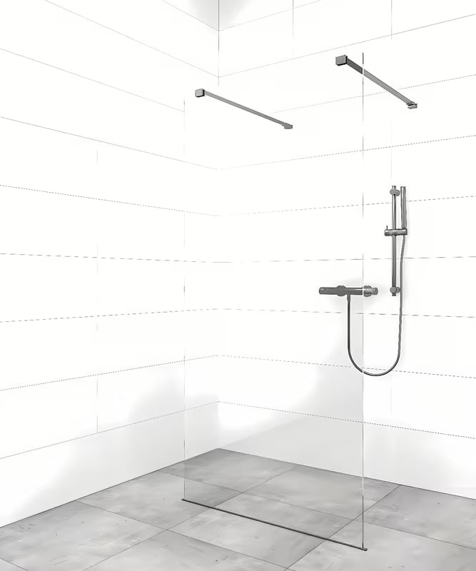 SAT Walk-in tuš stena Walk-In 90 cm v črni izvedbi s prozornim varnostnim steklom