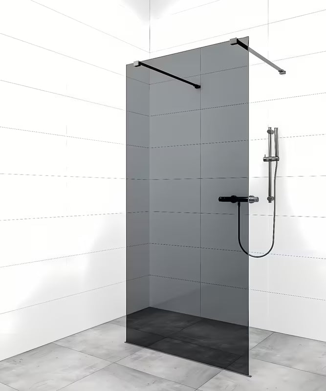 Pritrdilna roka SAT Walk-In s PVD površino v barvi gun-metal pro walk-in za tuš steno.