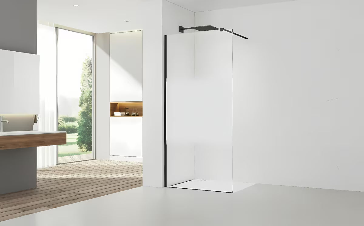 Crna walk-in tuš stijena SAT Walk-in 100 cm s prozirnim staklom i intimnom trakom