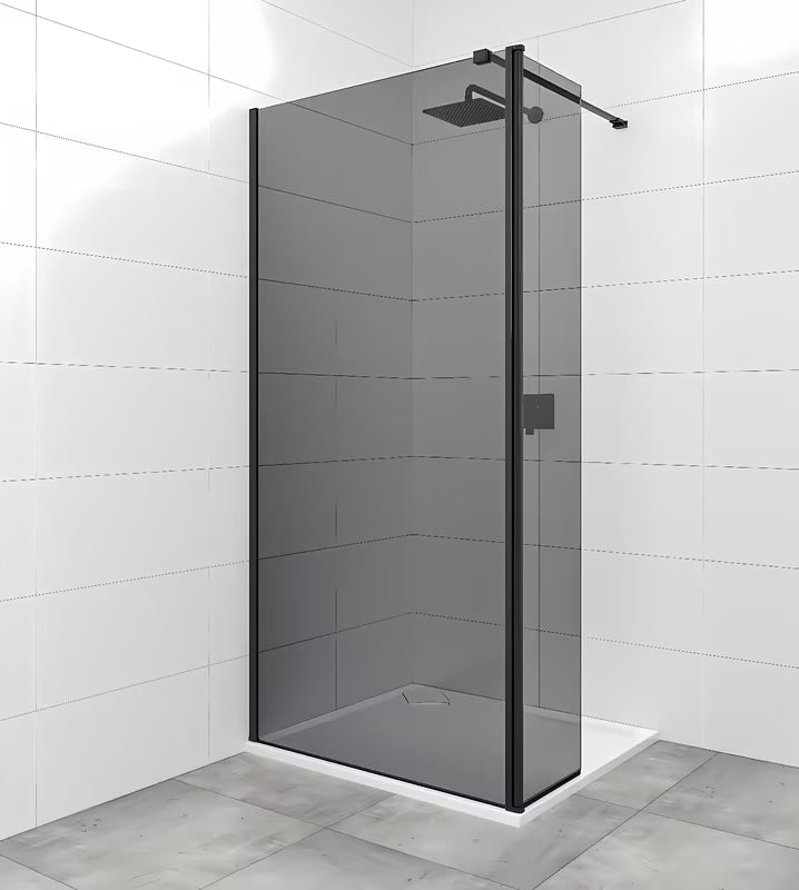 SAT Walk-in tuš stena Walk-In 110 cm u crnoj boji s neprozirnim staklom sa sivim efektom