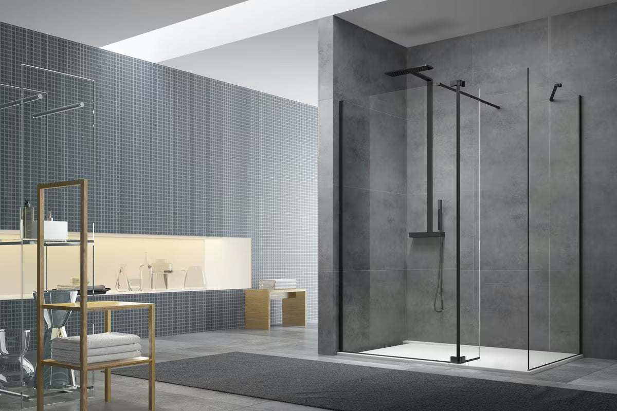 SAT Walk-in tuš stena Walk-In 120x90 cm u crnoj boji s prozirnim staklom i obradom Easy Clean