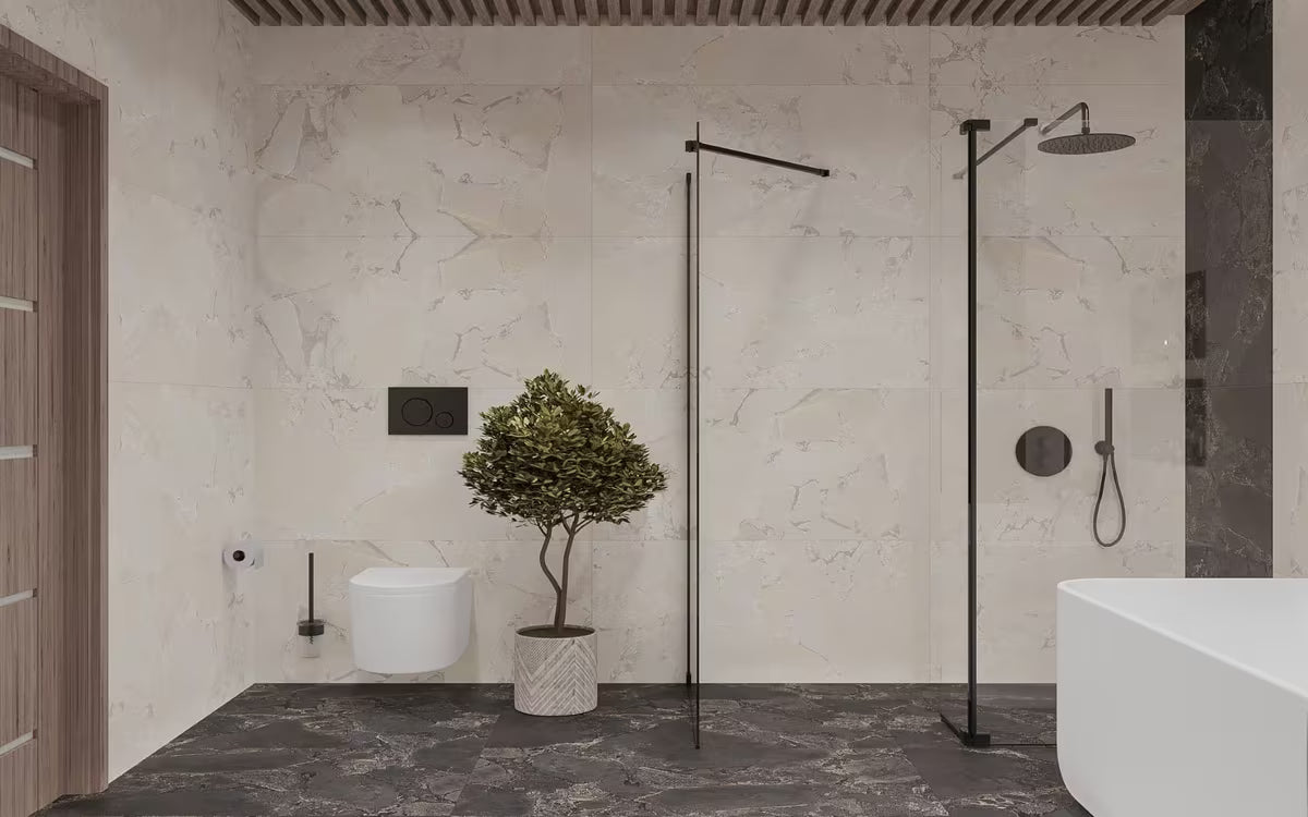 SAT Walk-in tuš stena Walk-In 120x90 cm u crnoj boji s prozirnim staklom i obradom Easy Clean