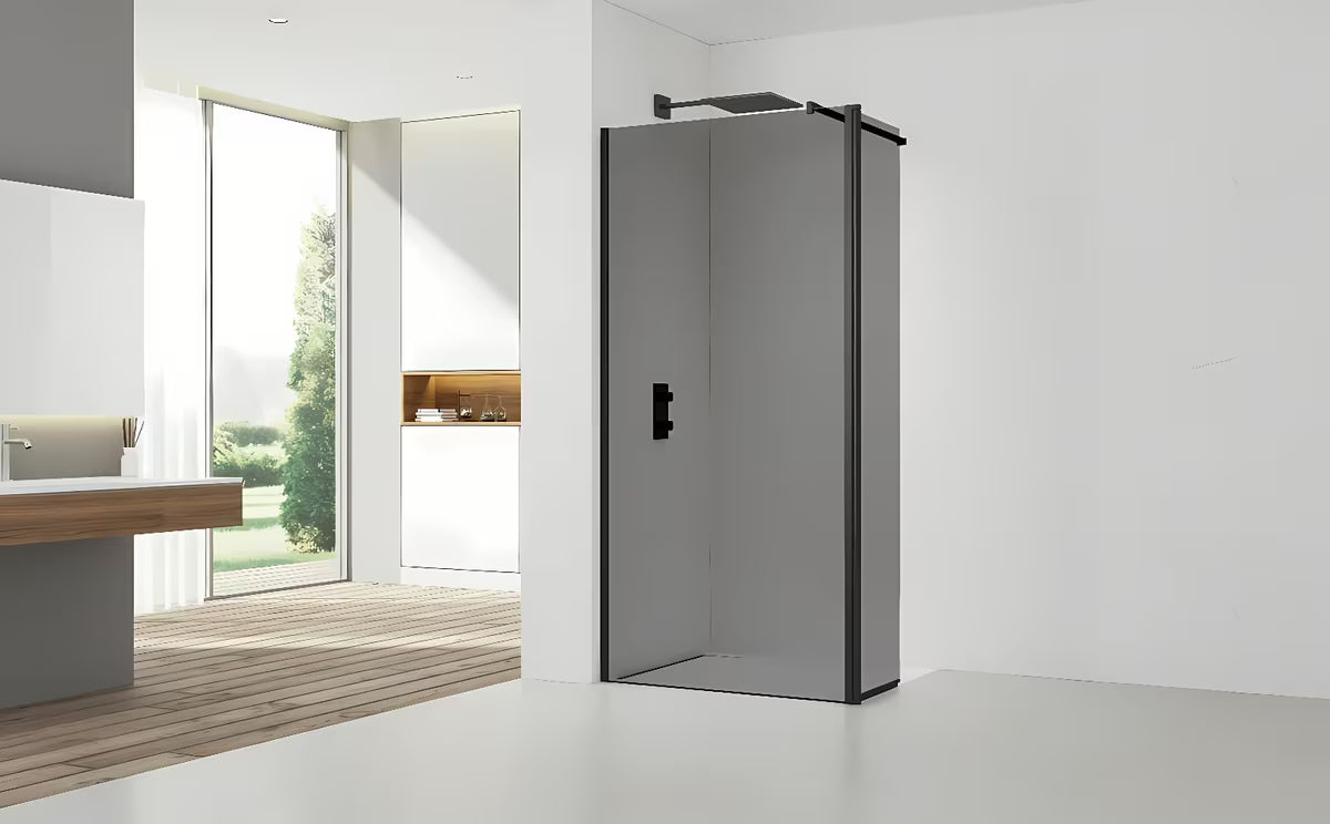 SAT Walk-in tuš stena Walk-In 120 cm u crnoj boji s neprozirnim staklom i dimljenim efektom