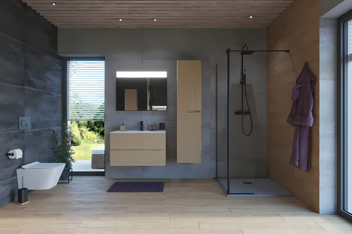 SAT Walk-in tuš stena Walk-In 80 cm u crnoj boji s prozirnim staklom bez dekora