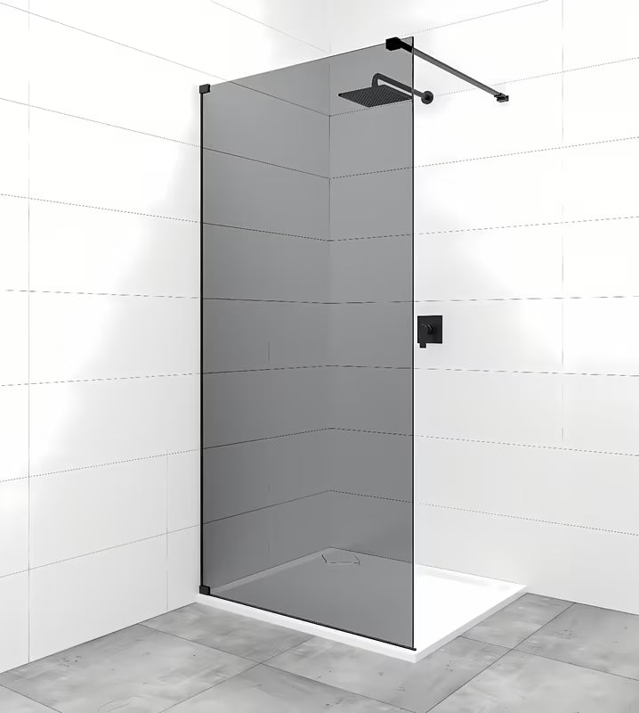 Crna tuš stijena SAT Walk-in 90 cm s neprozirnim staklom i dimljenim efektom