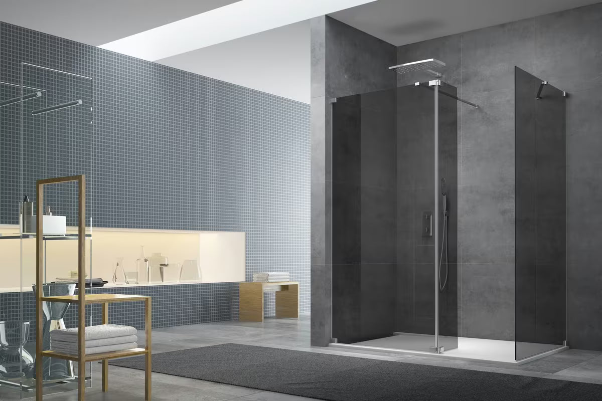 Tuš stijena SAT Walk-in 100x90 cm u sjajnom kromu s premazom Easy Clean