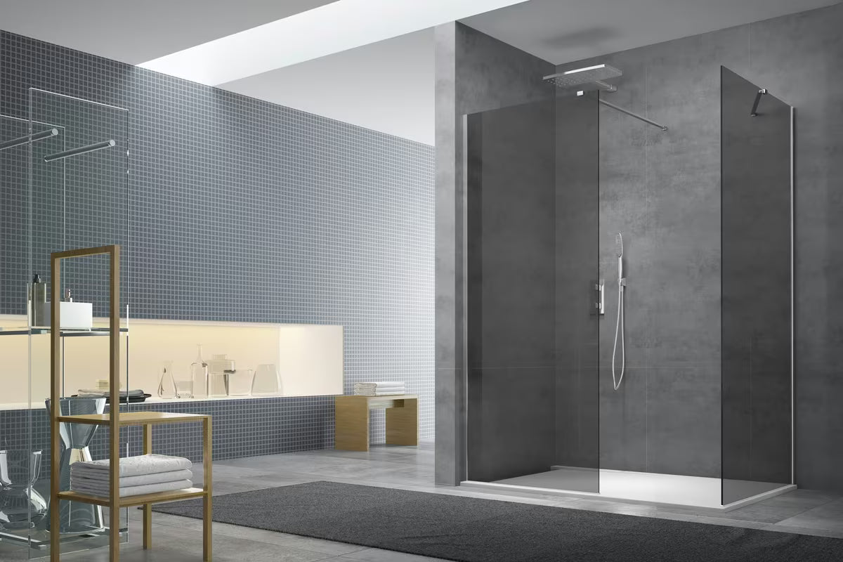 SAT Walk-in tuš stena Walk-In 120x90 cm u sjajnom kromu s neprozirnim zatamnjenim staklom