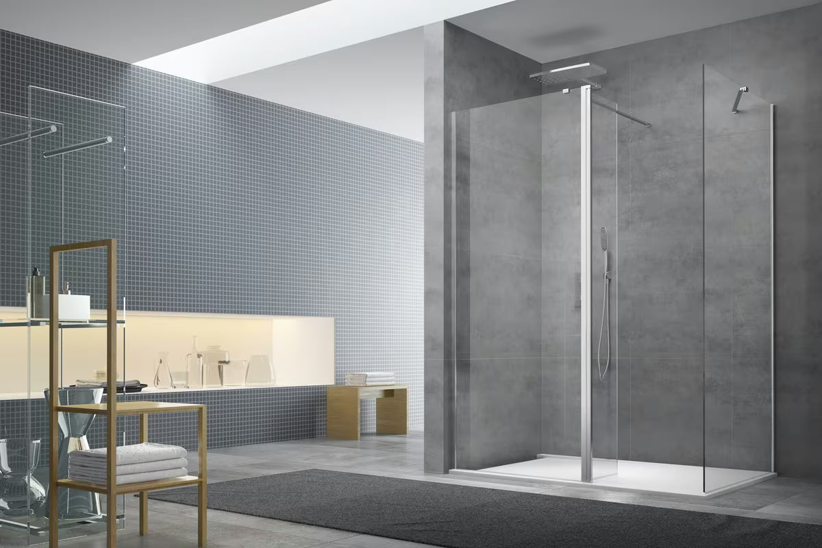 Walk-in tuš stijena SAT Walk-in 120x90 cm s prozirnim staklom i profilima u sjajnom kromu