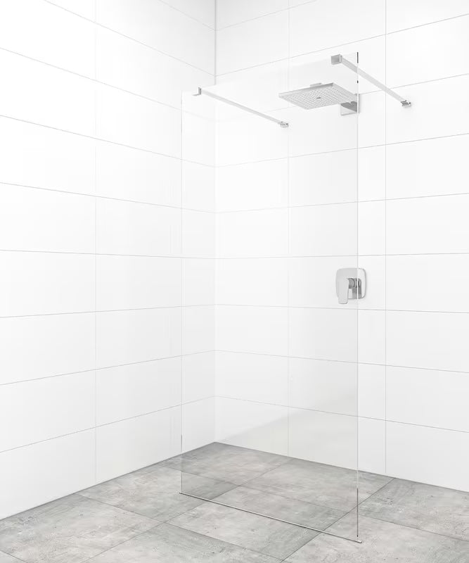 SAT Walk-in tuš stena Walk-In 120 cm u krom izvedbi s prozirnim staklom i bezokvirnim dizajnom.