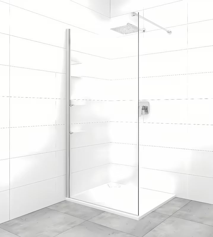 Walk-in tuš stijena SAT Walk-in 120 cm s prozirnim staklom i kromiranim nosačima