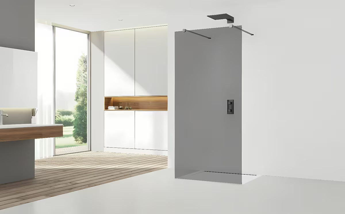 SAT Walk-in tuš stena Walk-In 100 cm u crnoj izvedbi sa sigurnosnim staklom i premazom EasyClean.