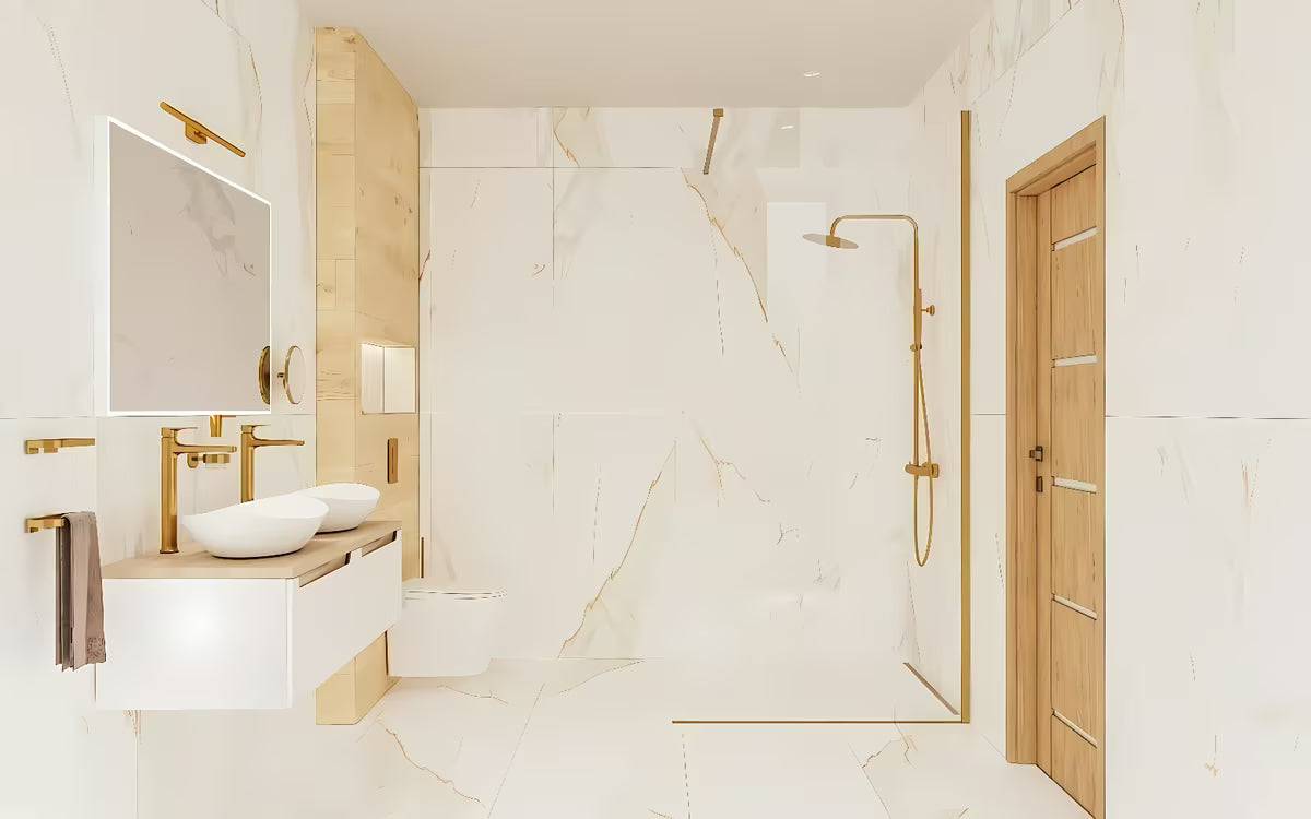 Fiksna tuš stijena SAT Walk-in 60 cm s prozirnim staklom i sjajnim zlatnim profilima