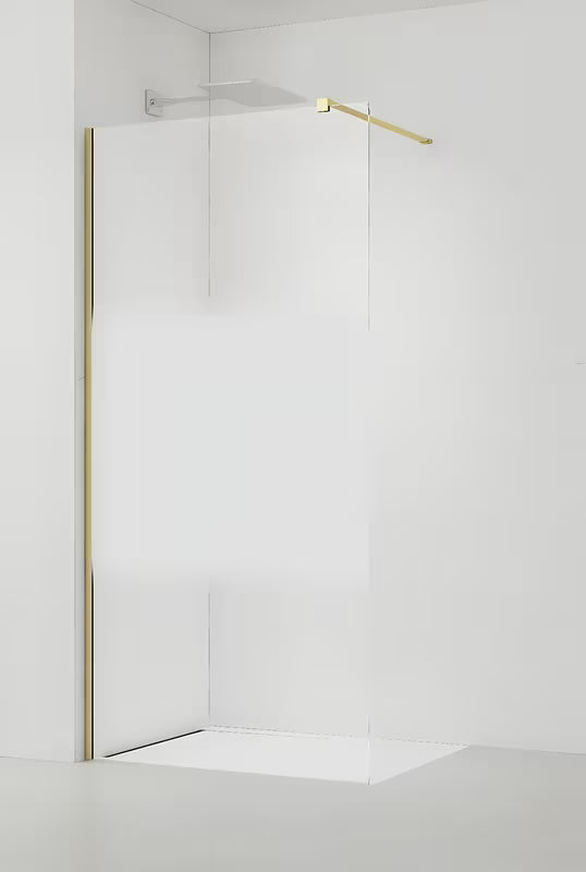 Walk-in tuš stijena SAT Walk-in 120 cm od prozirnog stakla s intimnom trakom i brušenim zlatnim profilom