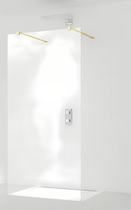 Tuš stena Walk-In SAT Walk-in 60x200 cm s mjedenim profilima i prozirnim staklom Easy Clean